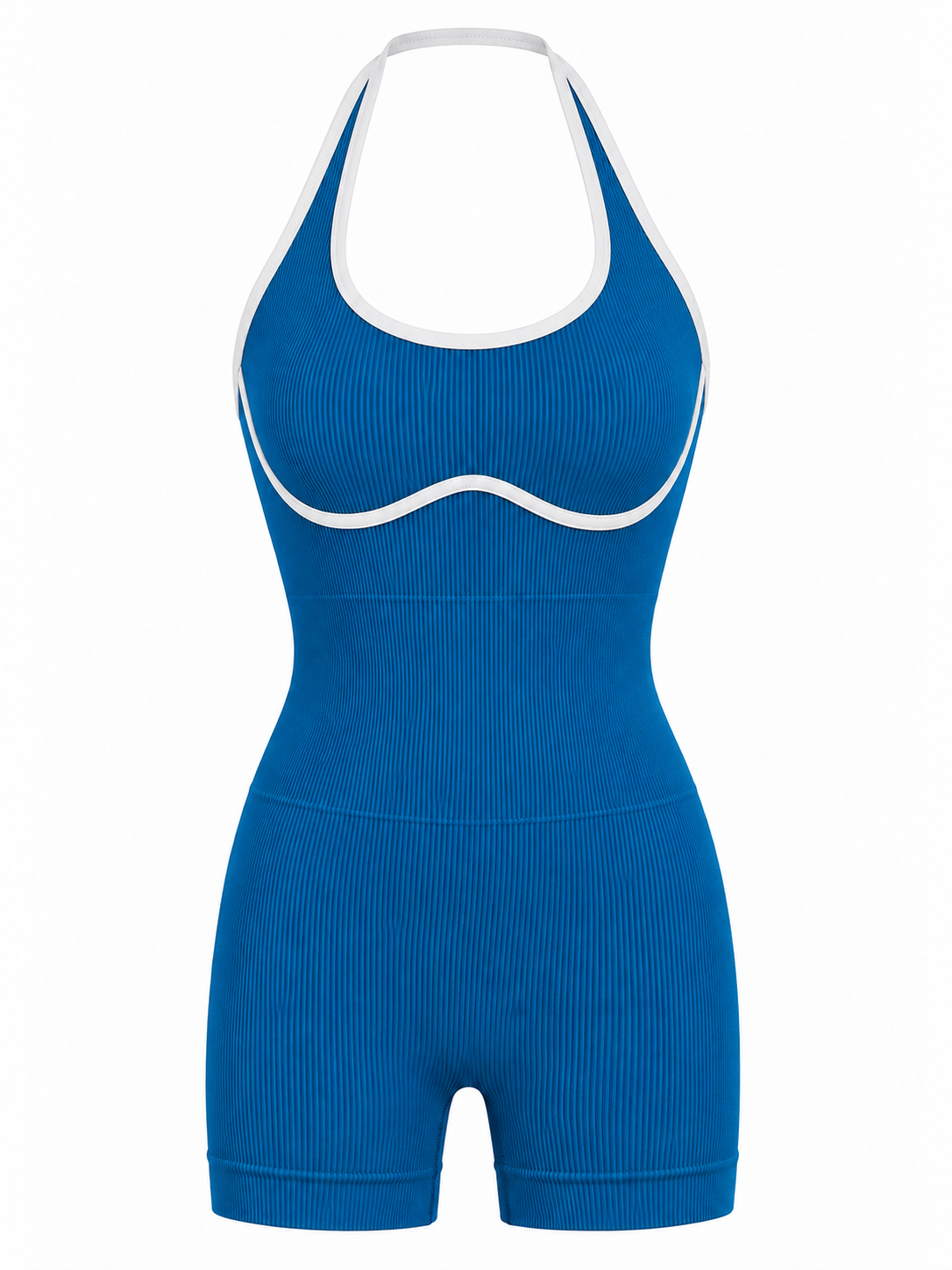ENTERIZO CORTO DOBLE PUSH HALTER CON SESGO DE COLOR  Ref. 635