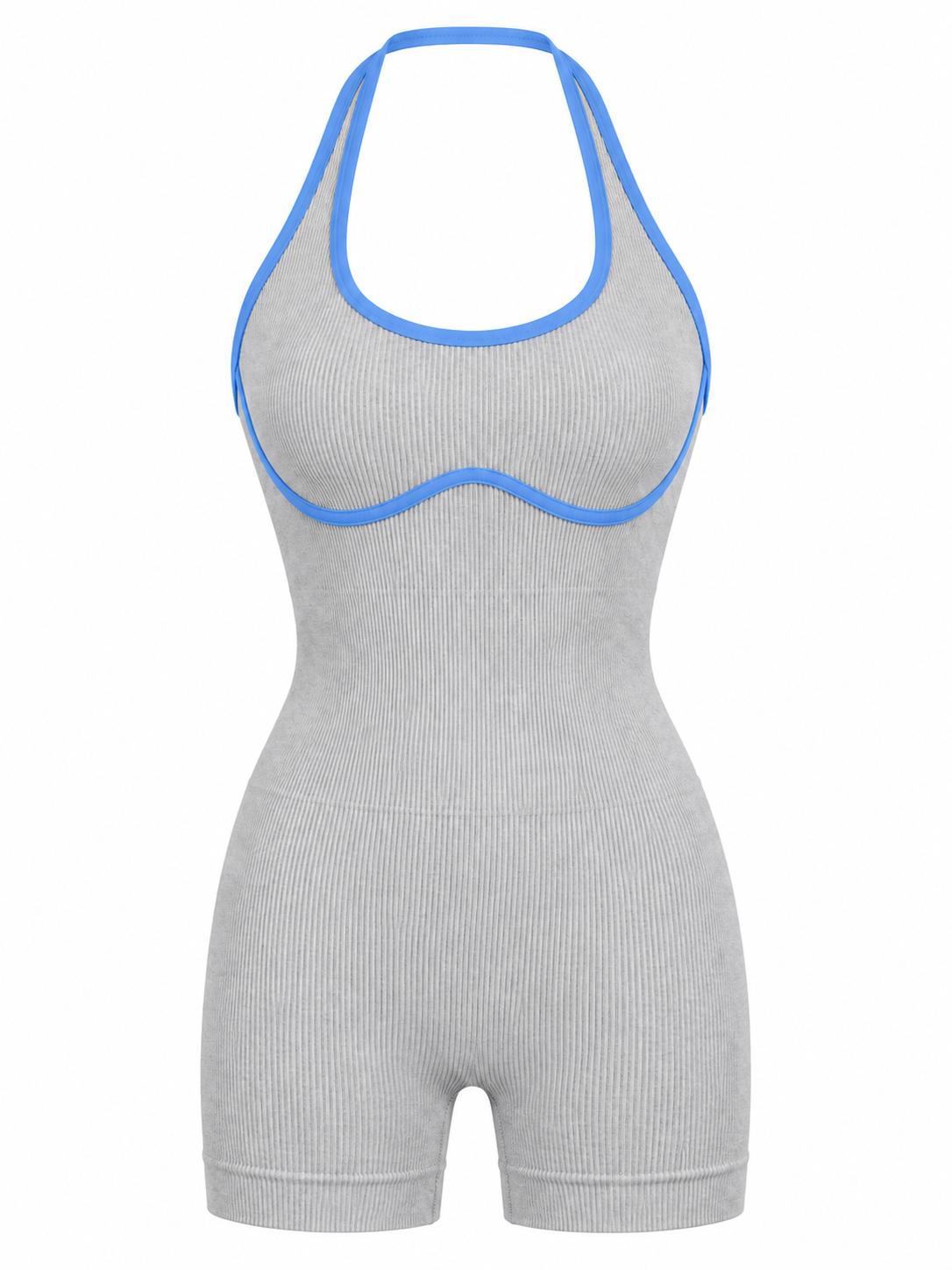 ENTERIZO CORTO DOBLE PUSH HALTER CON SESGO DE COLOR  Ref. 635