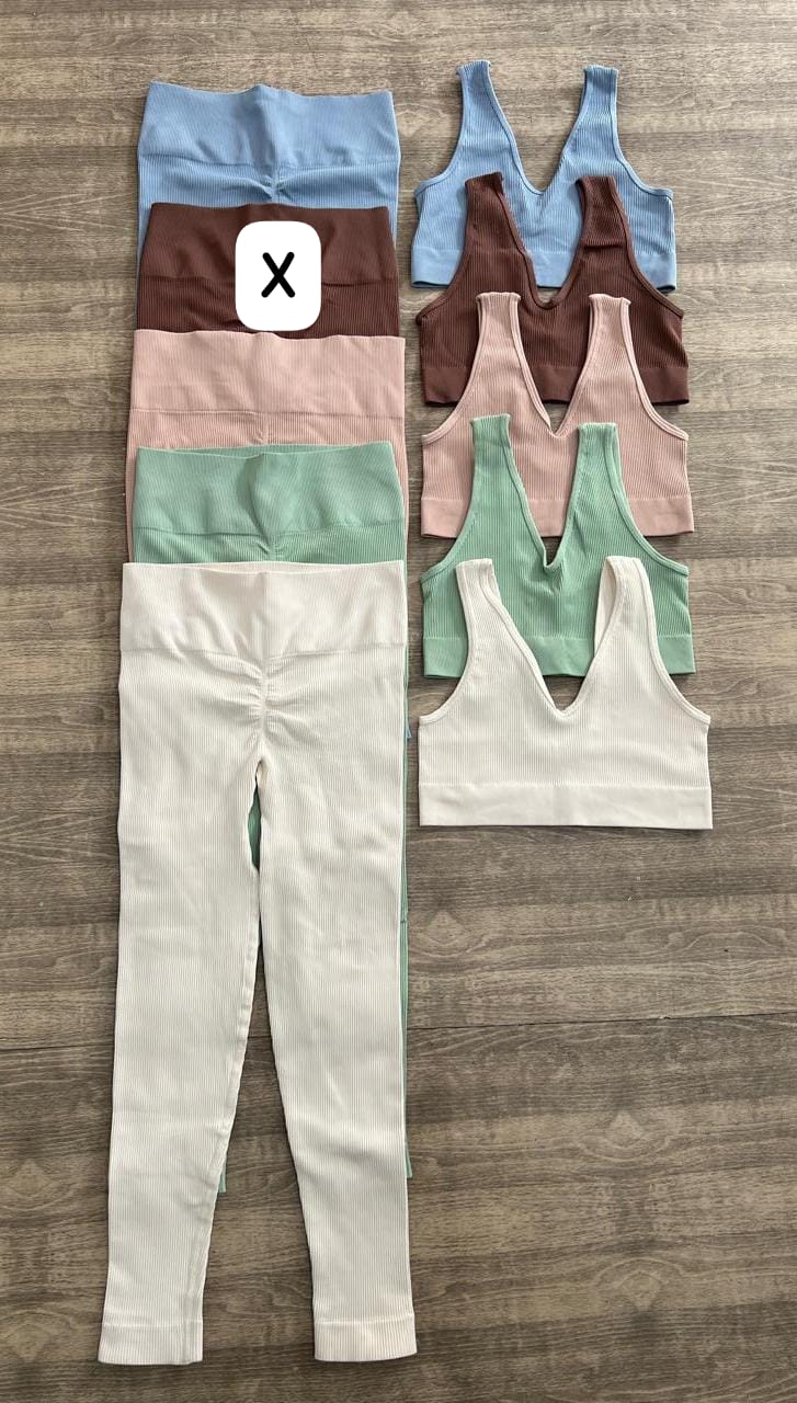 SET DE LEGGINS CON MINI REALCE Y TOP PREMIUM REF 875