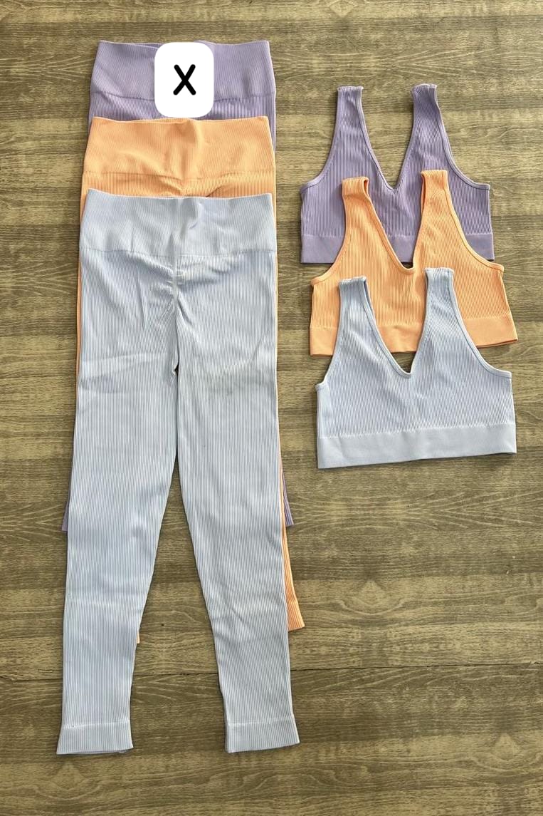 SET DE LEGGINS CON MINI REALCE Y TOP PREMIUM REF 875