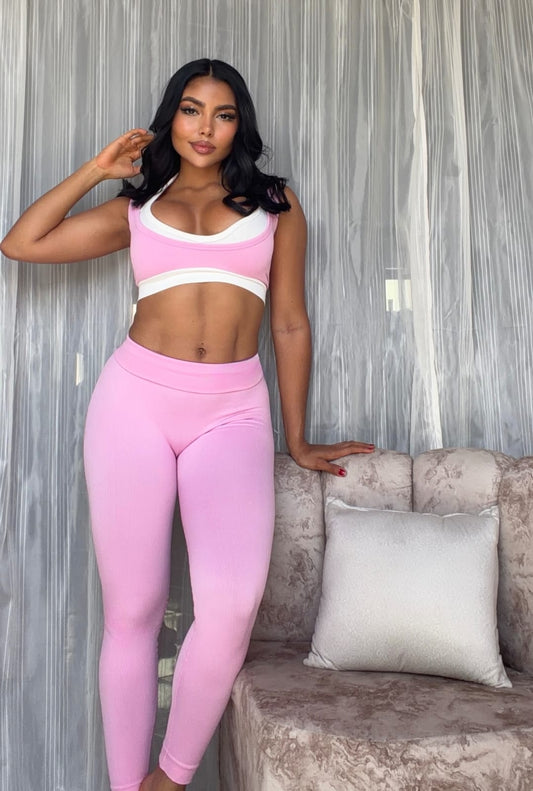 SET DE LEGGINS CON REALCE Y TOP CON SESGO REF 3057 - 600