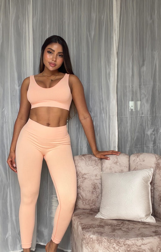 SET DE LEGGINS CON MINI REALCE Y TOP PREMIUM REF 875
