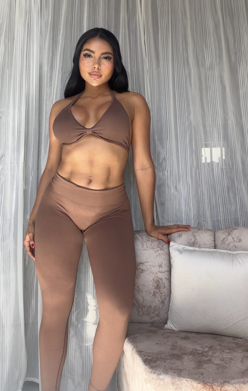 SET DE LEGGINS DOBLE PUSH Y TOP PREMIUM REF 3057 - 6041