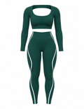 SET DE LEGGINS SESGOS CON DOBLE REALCE Y BUZO CON ESCOTE NACIONAL  Ref. Buzo 3062 Ref. Leggins 6004