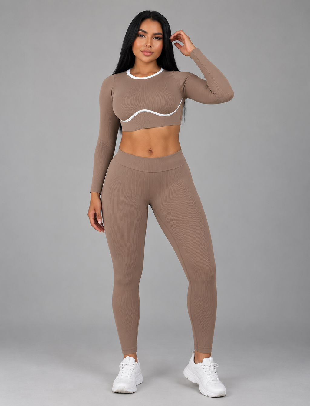 SET DE LEGGINS CON REALCE Y BUZO CON SESGO  Ref. Leggins 600  Ref. Buzo 3068