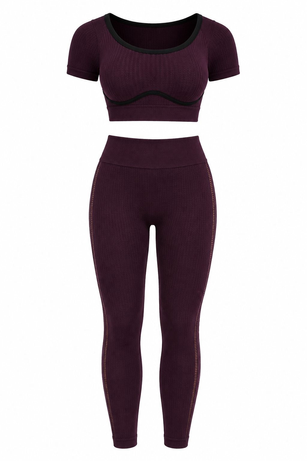 SET DE LEGGINS DOBLE REALCE Y TOP NACIONAL TELA GALLETA