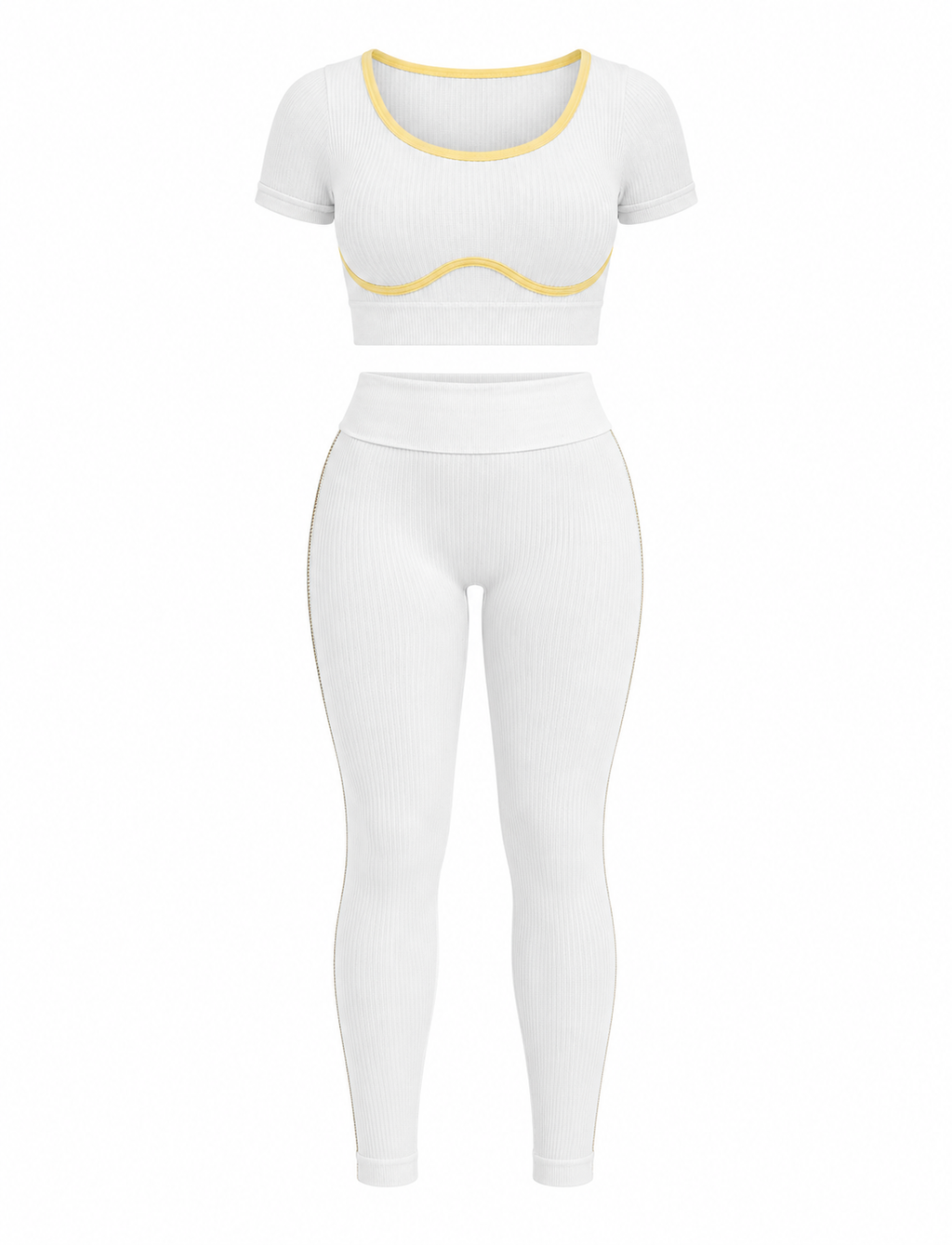 SET DE LEGGINS DOBLE REALCE Y TOP NACIONAL TELA GALLETA Ref. 6005 Ref.3043