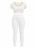 SET DE LEGGINS DOBLE REALCE Y TOP NACIONAL TELA GALLETA Ref. 6005 Ref.3043