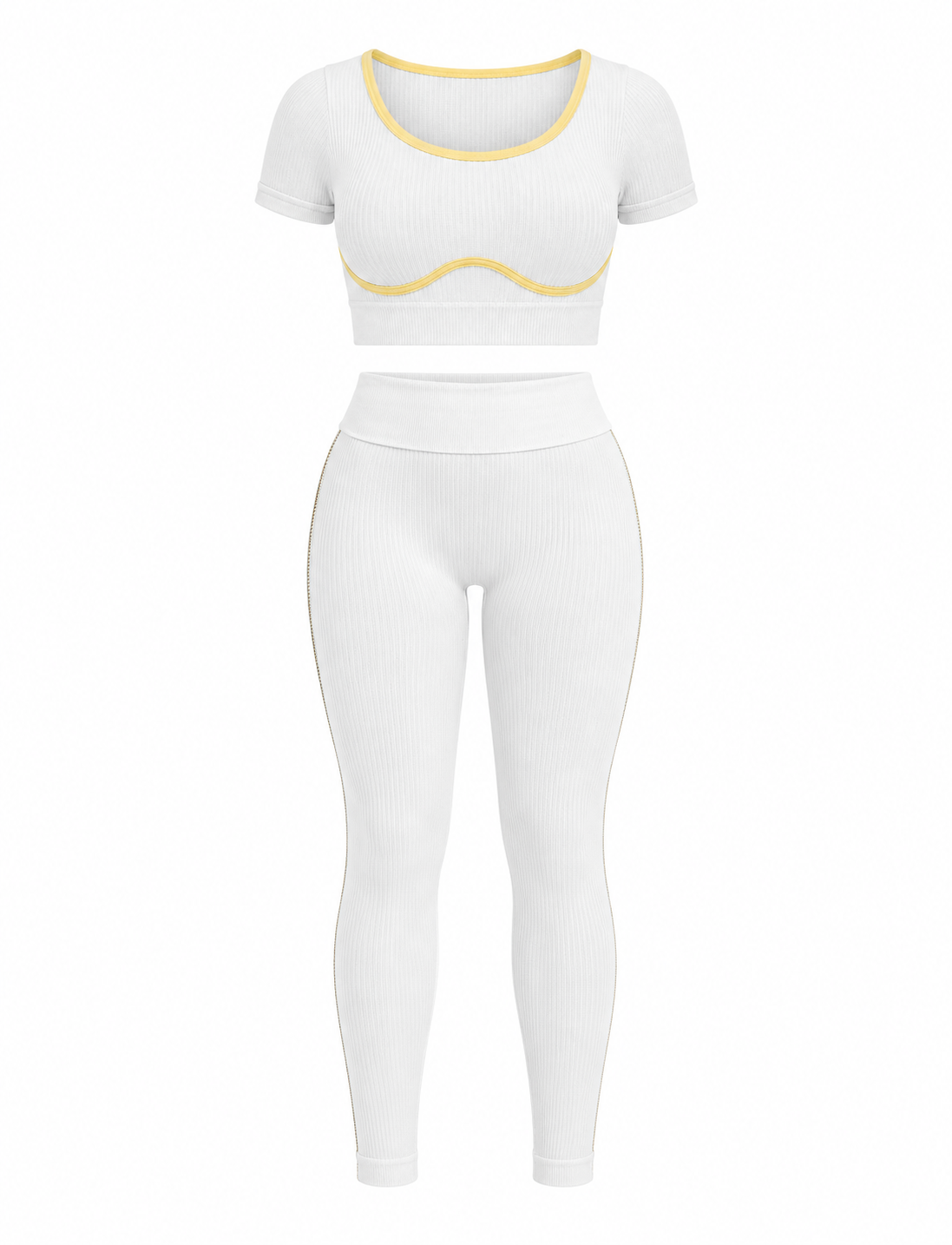 SET DE LEGGINS DOBLE REALCE Y TOP NACIONAL TELA GALLETA