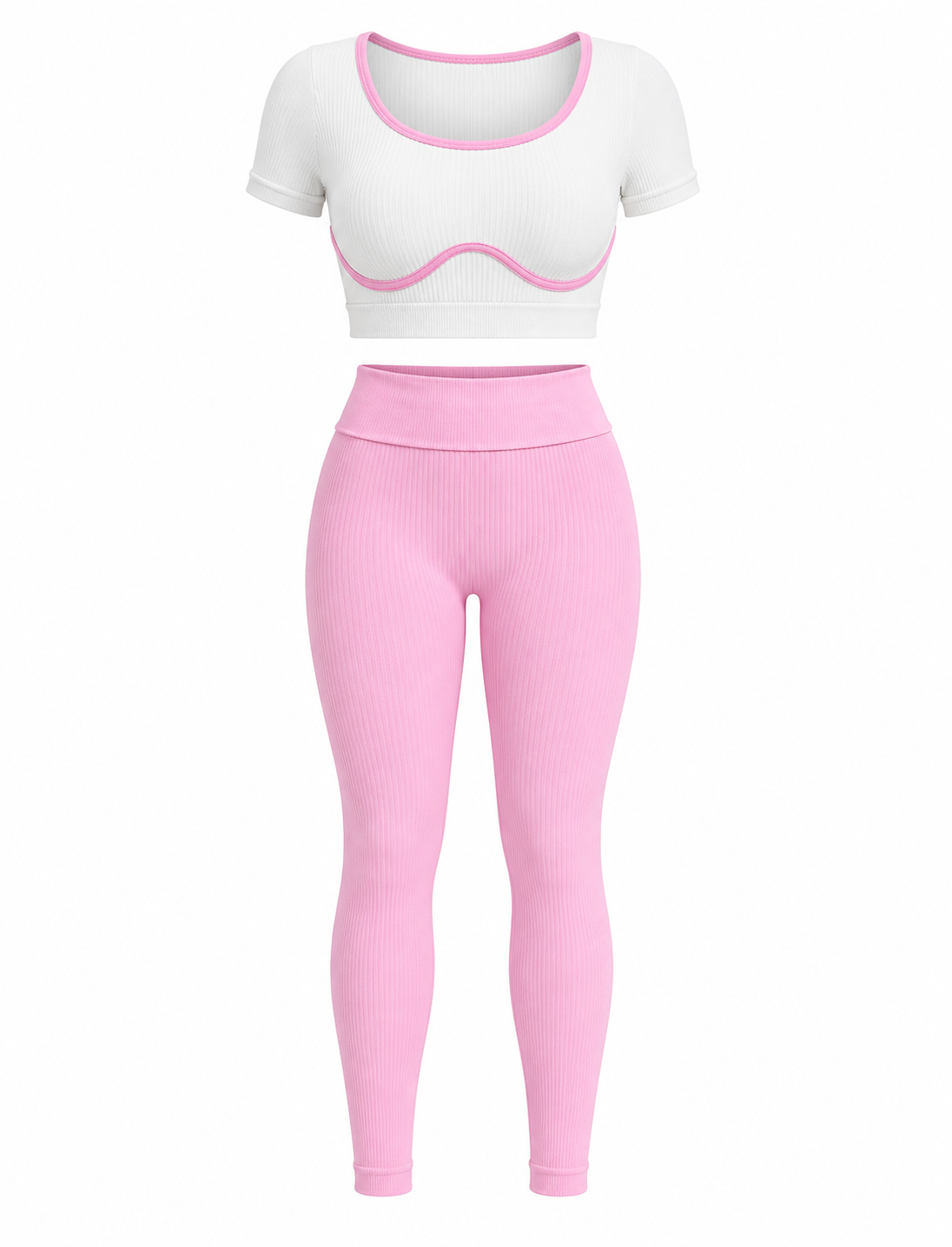 SET DE LEGGINS DOBLE REALCE Y TOP NACIONAL TELA GALLETA