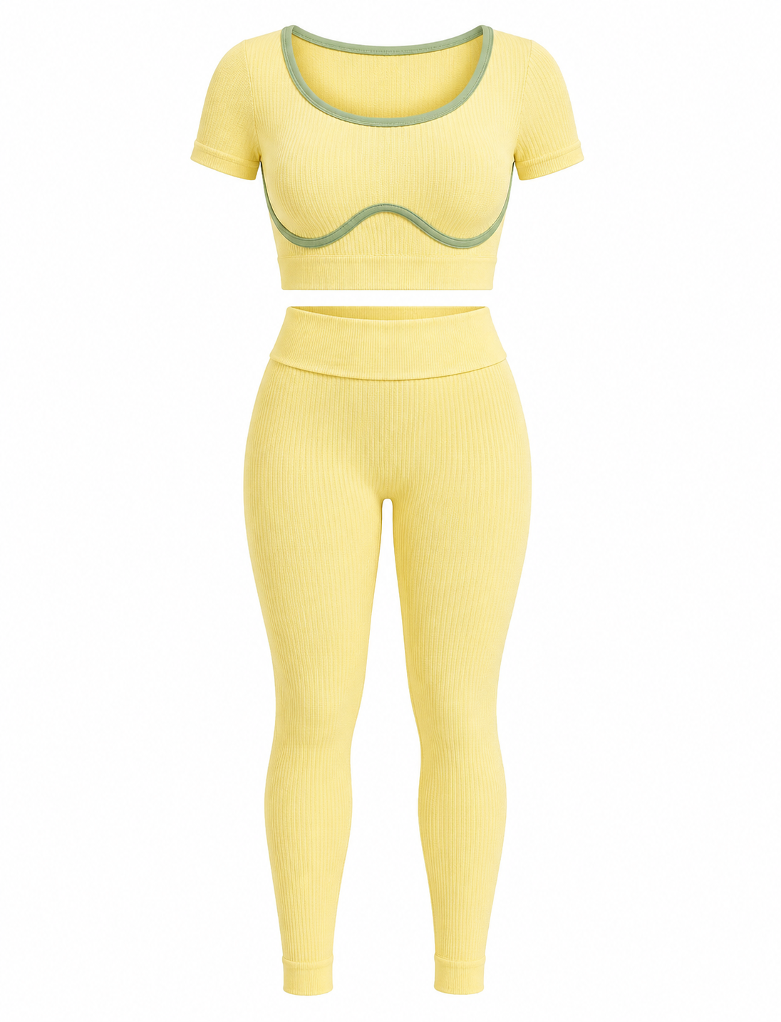 SET DE LEGGINS DOBLE REALCE Y TOP NACIONAL TELA GALLETA