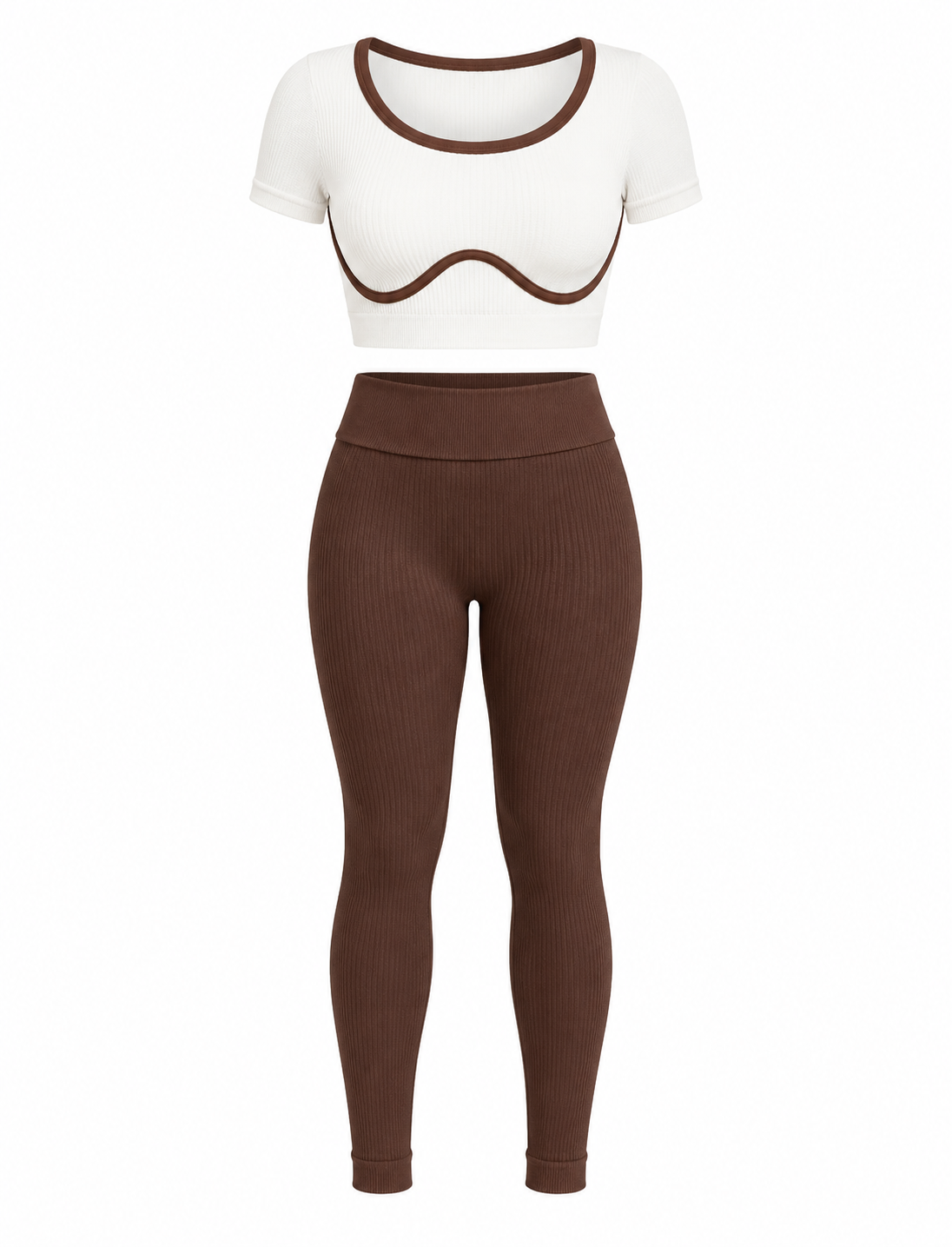 SET DE LEGGINS DOBLE REALCE Y TOP NACIONAL TELA GALLETA