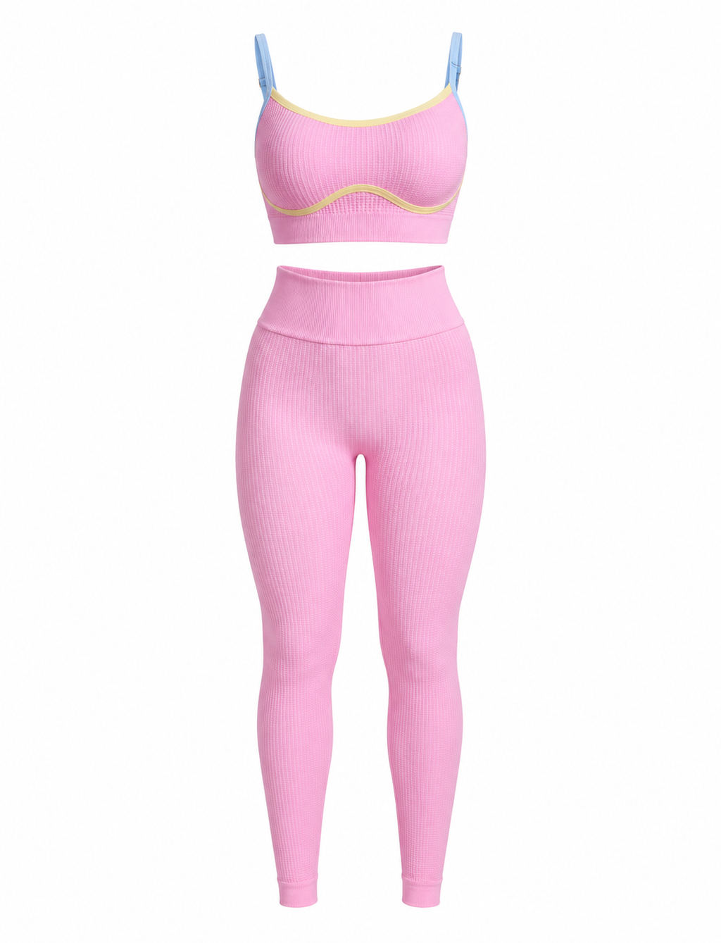 SET LEGGINS DOBLE REALCE Y TOP NACIONAL TELA GALLETA  Ref. Leggins 6007 – Top 3105