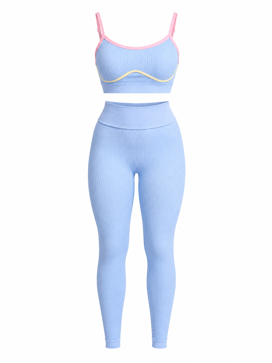 SET LEGGINS DOBLE REALCE Y TOP NACIONAL TELA GALLETA  Ref. Leggins 6007 – Top 3105