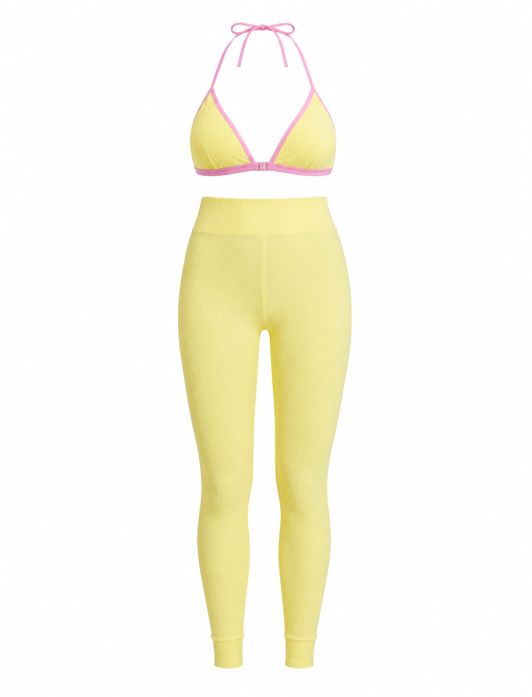 SET LEGGINS DOBLE REALCE Y TOP TRIÁNGULO TELA GALLETA  Ref. Leggins 6007 – Top 3101