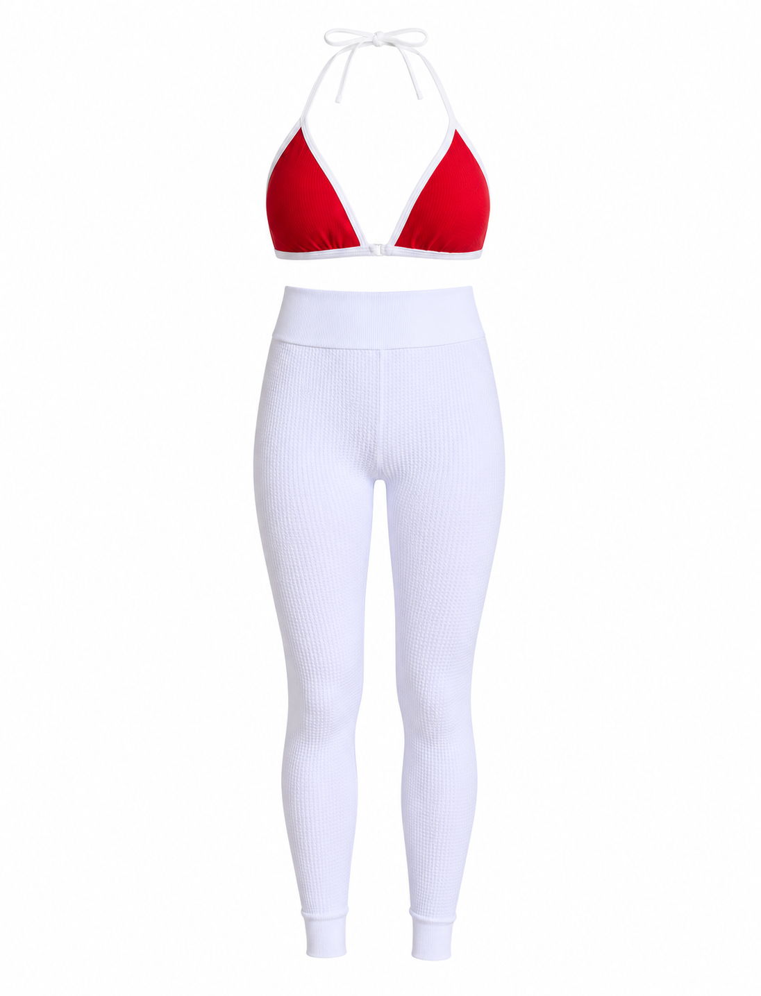 SET LEGGINS DOBLE REALCE Y TOP TRIÁNGULO TELA GALLETA  Ref. Leggins 6007 – Top 3101