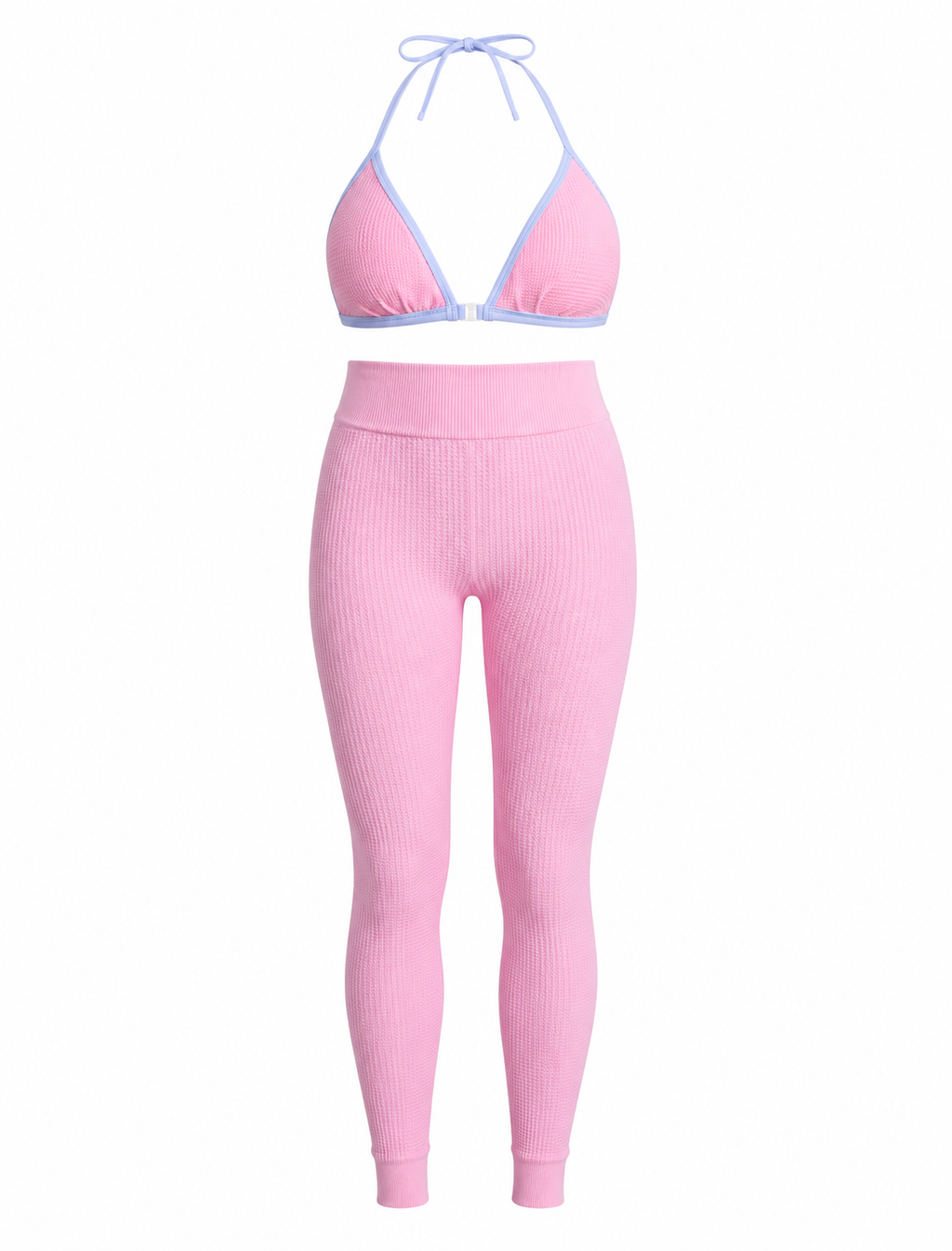 SET LEGGINS DOBLE REALCE Y TOP TRIÁNGULO TELA GALLETA  Ref. Leggins 6007 – Top 3101