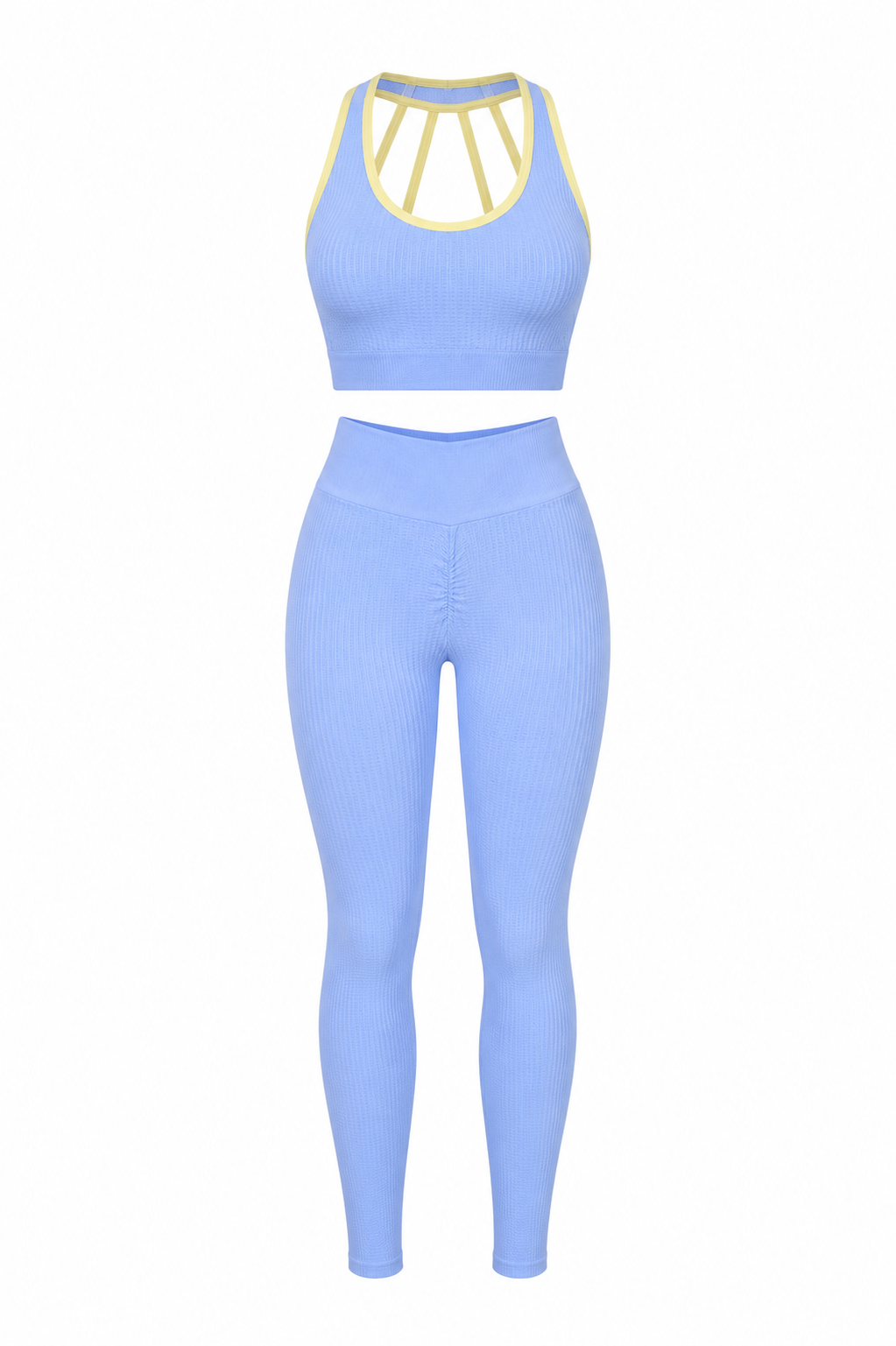 SET LEGGINS DOBLE REALCE Y TOP NACIONAL TELA GALLETA  Ref. Leggins 6007 – Top 3104