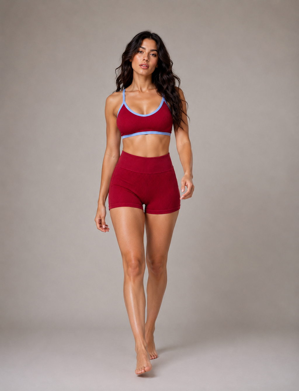 SET SHORT DOBLE REALCE Y TOP NACIONAL TELA GALLETA  Ref. Short 210 – Top 3103