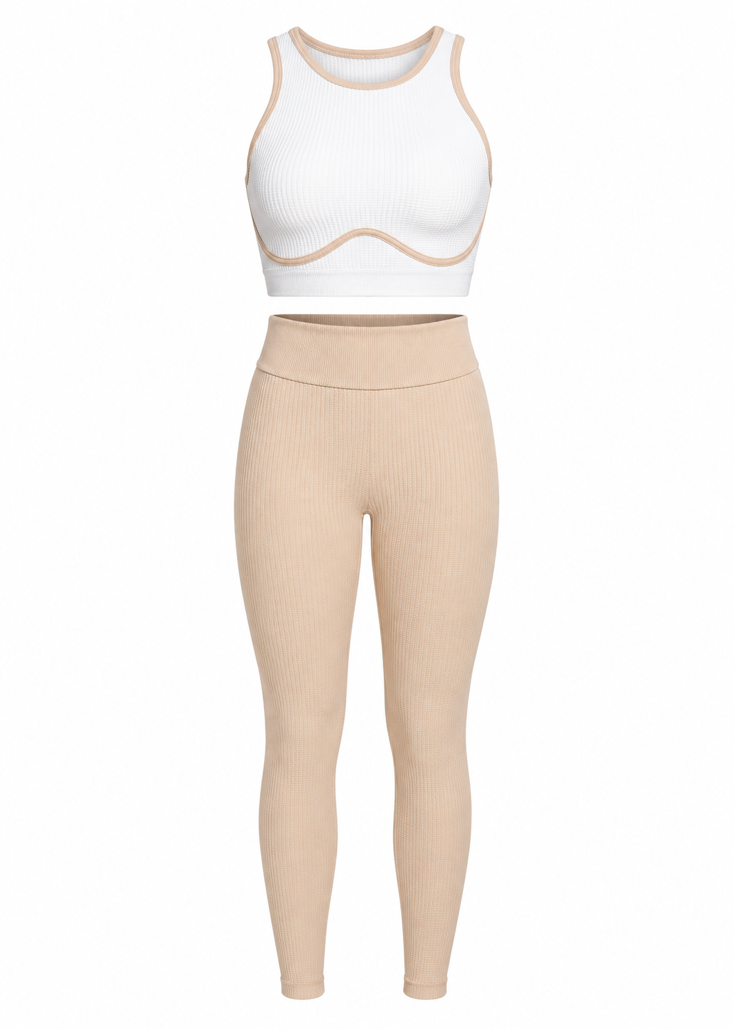 SET LEGGINS DOBLE REALCE Y TOP NACIONAL TELA GALLETA  Ref. Leggins 6007 – Top 3106