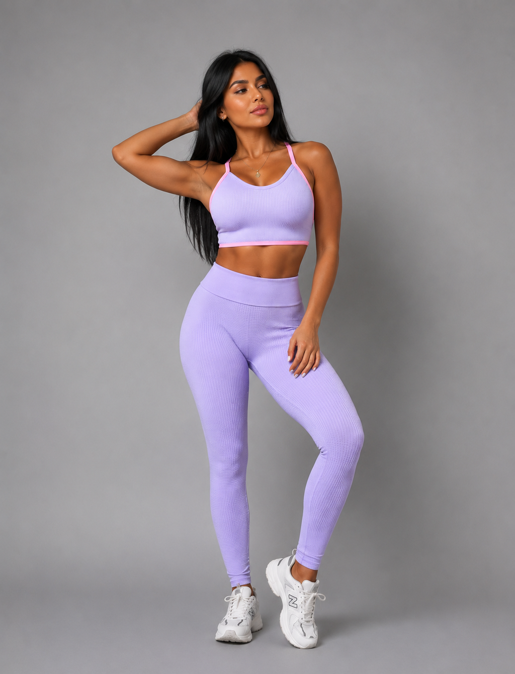 SET LEGGINS DOBLE REALCE Y TOP NACIONAL TELA GALLETA  Ref. Leggins 6007 – Top 3103