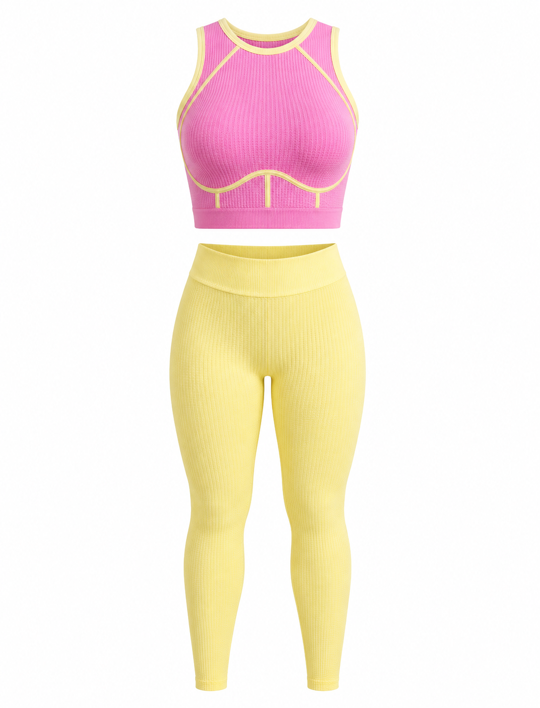 SET LEGGINS DOBLE REALCE Y TOP NACIONAL TELA GALLETA  Ref. Leggins 6007 – Top 3107