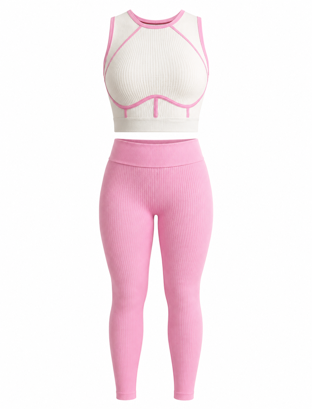 SET LEGGINS DOBLE REALCE Y TOP NACIONAL TELA GALLETA  Ref. Leggins 6007 – Top 3107