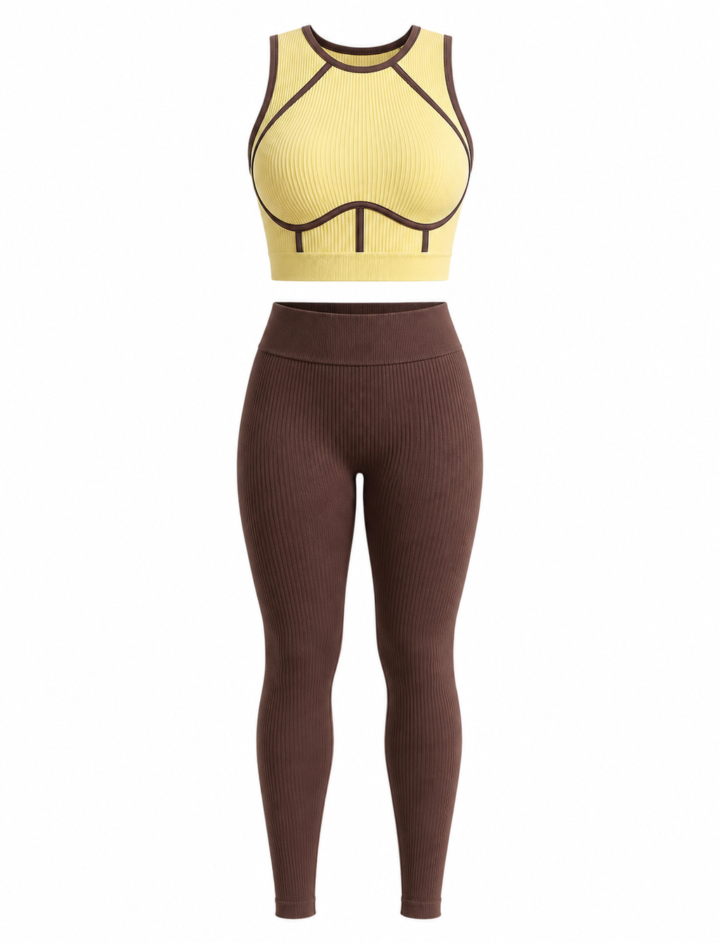 SET LEGGINS DOBLE REALCE Y TOP NACIONAL TELA GALLETA  Ref. Leggins 6007 – Top 3107