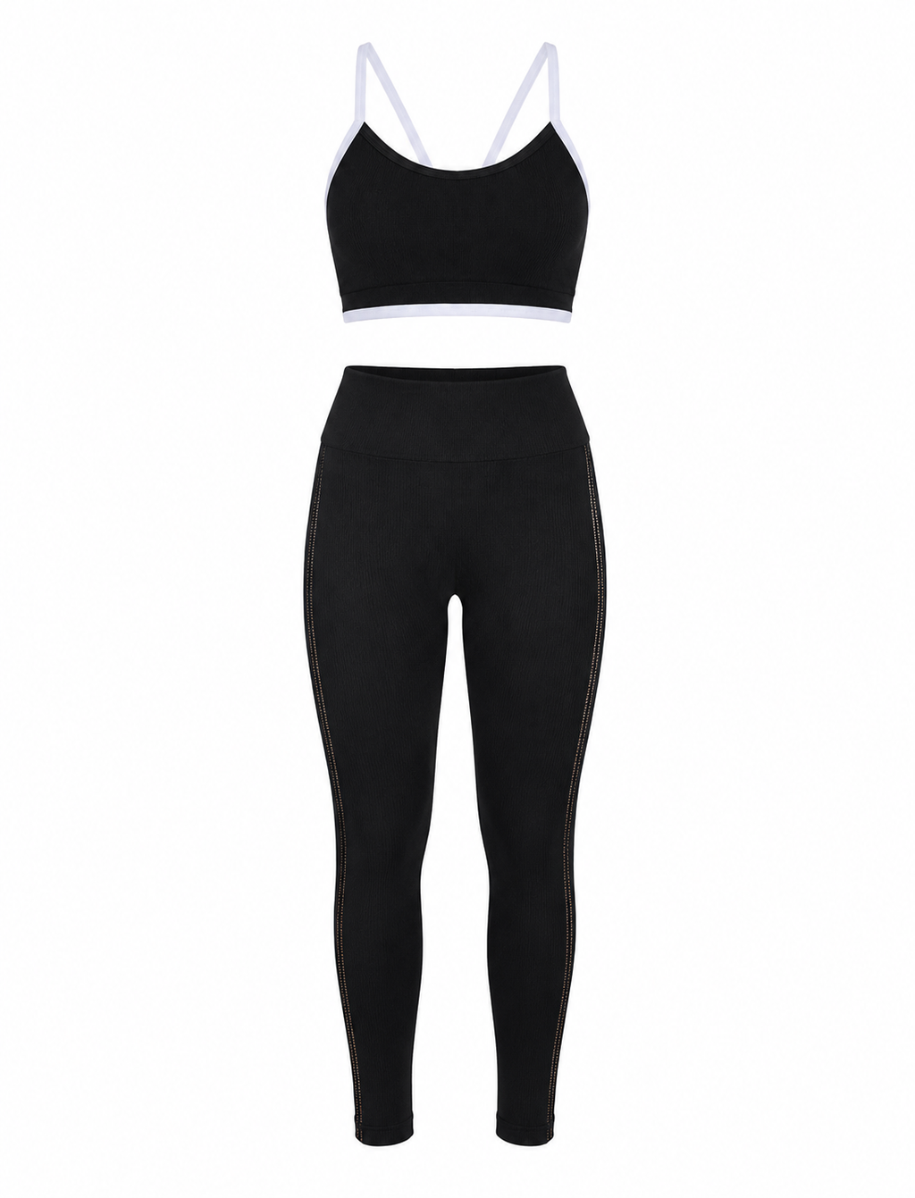 SET DE LEGGINS DOBLE REALCE Y TOP NACIONAL TELA GALLETA  Ref. Leggins 6005 – Top 3103