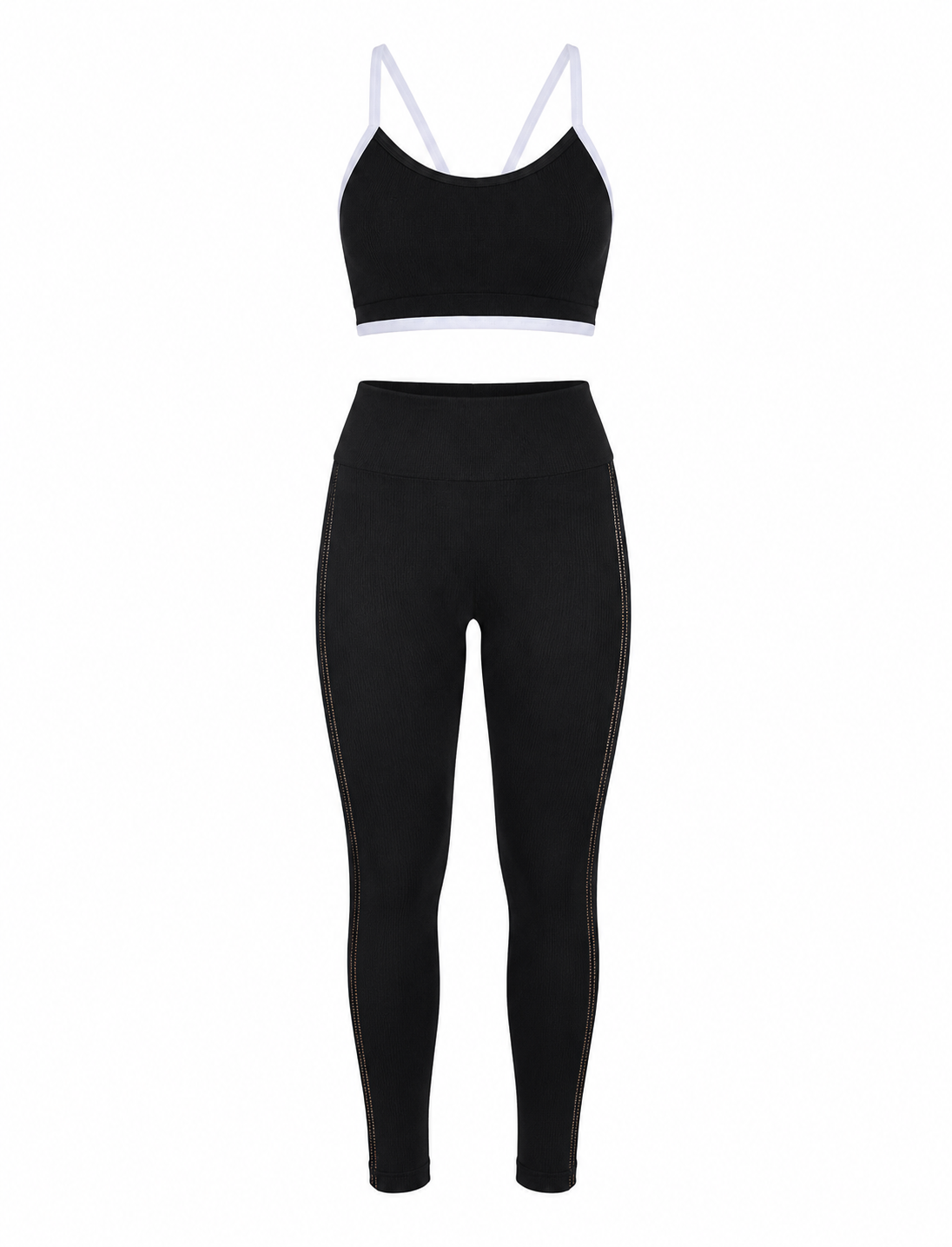 SET DE LEGGINS DOBLE REALCE Y TOP NACIONAL TELA GALLETA  Ref. Leggins 6005 – Top 3103