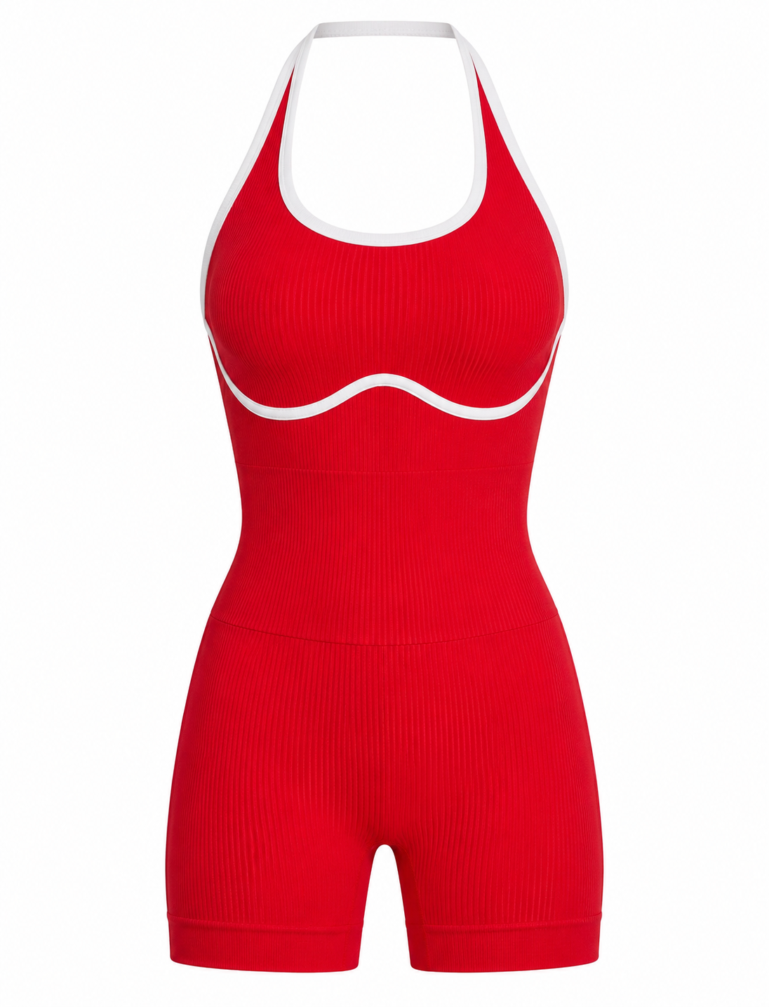 ENTERIZO CORTO DOBLE PUSH HALTER CON SESGO DE COLOR  Ref. 635