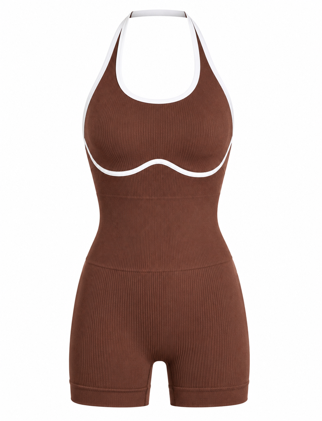 ENTERIZO CORTO DOBLE PUSH HALTER CON SESGO DE COLOR  Ref. 635