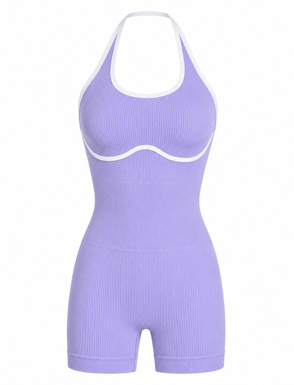 ENTERIZO CORTO DOBLE PUSH HALTER CON SESGO DE COLOR  Ref. 635