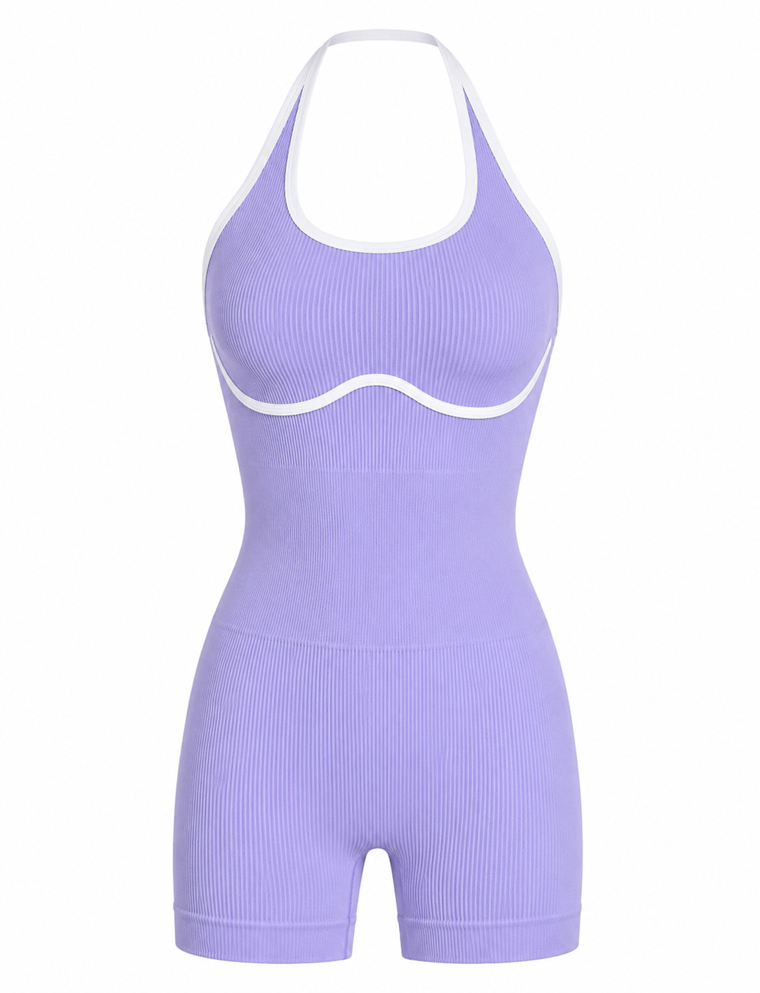 ENTERIZO CORTO DOBLE PUSH HALTER CON SESGO DE COLOR  Ref. 635