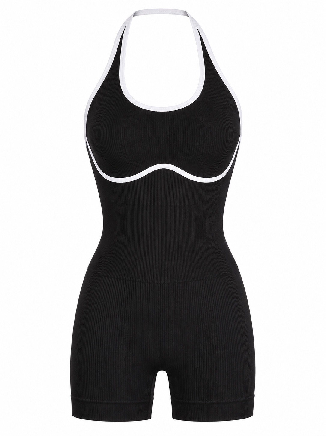 ENTERIZO CORTO DOBLE PUSH HALTER CON SESGO DE COLOR  Ref. 635