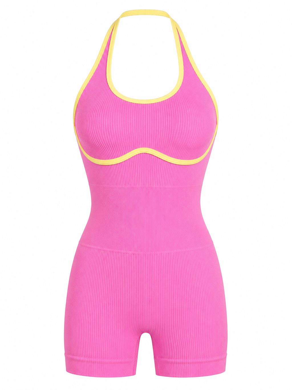ENTERIZO CORTO DOBLE PUSH HALTER CON SESGO DE COLOR  Ref. 635