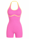 ENTERIZO CORTO DOBLE PUSH HALTER CON SESGO DE COLOR  Ref. 635