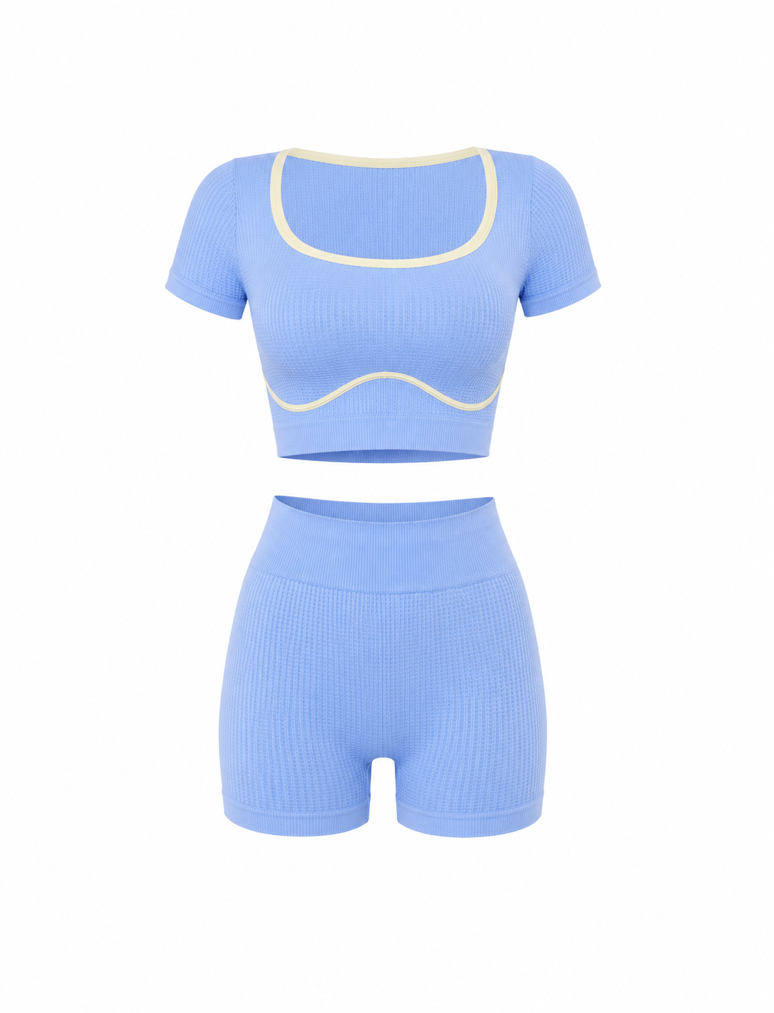 SET SHORT SIN REALCE Y TOP CON SESGO TELA GALLETA  Ref. Short 214 – Top 3043