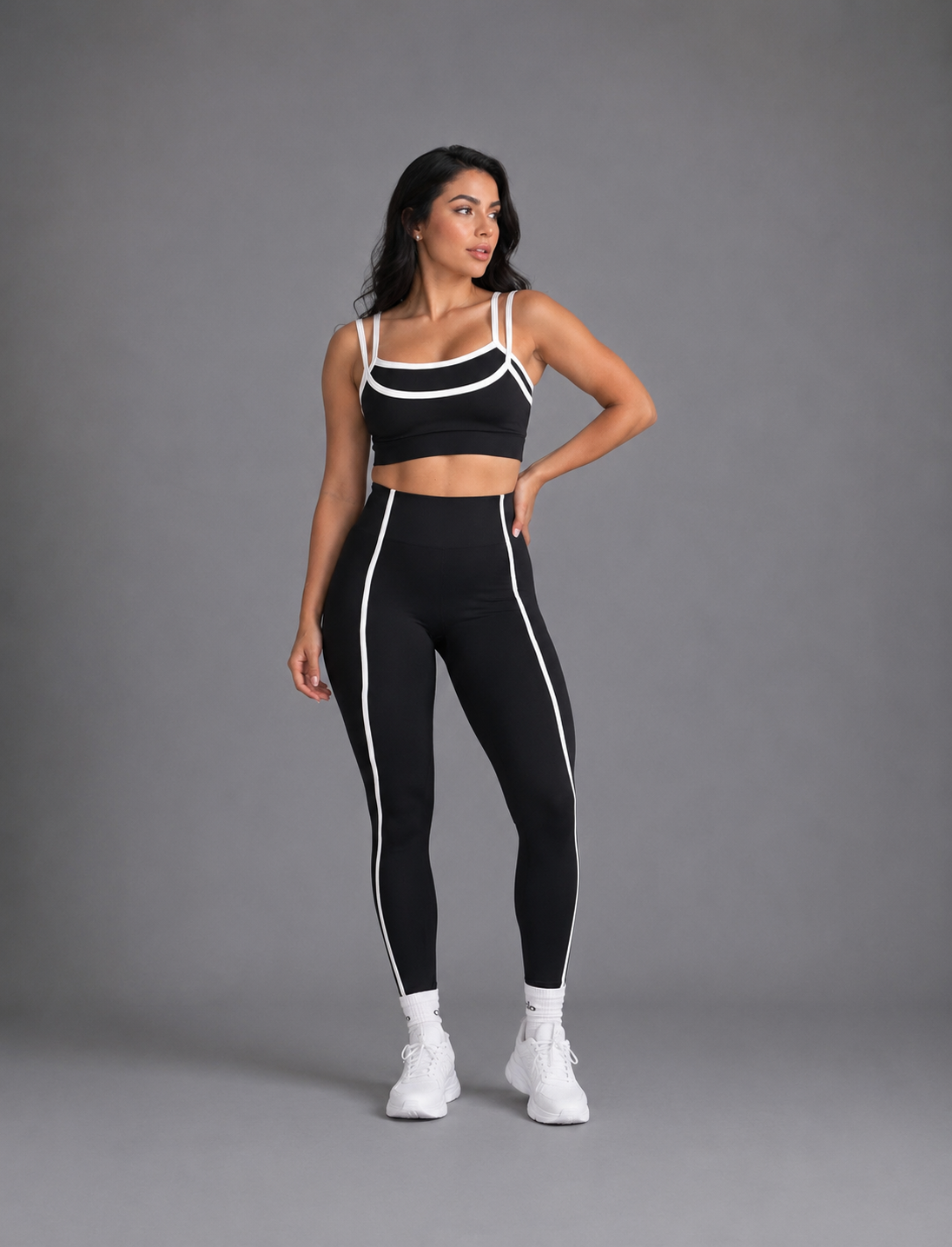 SET DE LEGGINS DOBLE REALCE Y TOP CON SESGO
