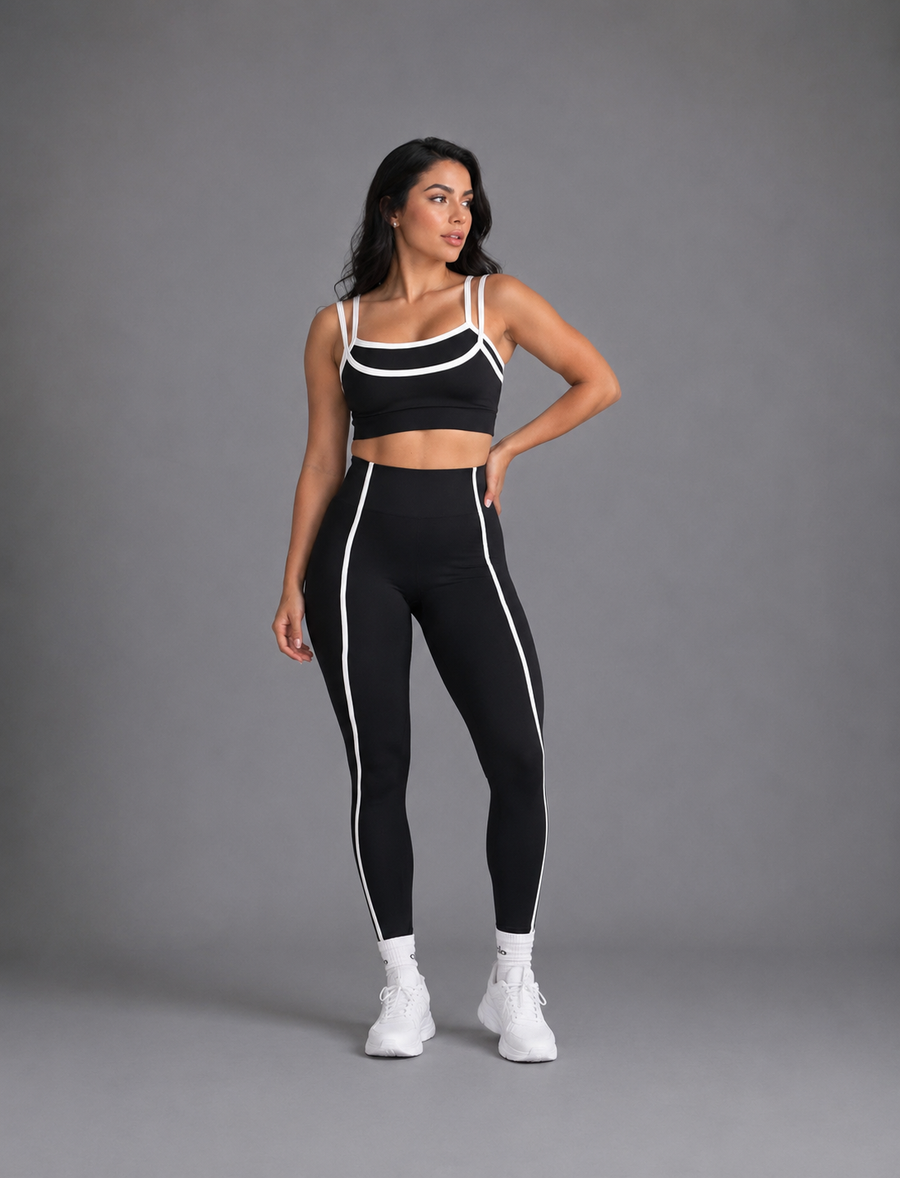 SET DE LEGGINS DOBLE REALCE Y TOP CON SESGO