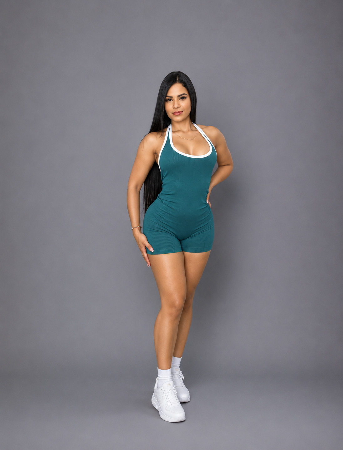 ENTERIZO DOBLE REALCE HALTER CON SESGO  Ref. 6351