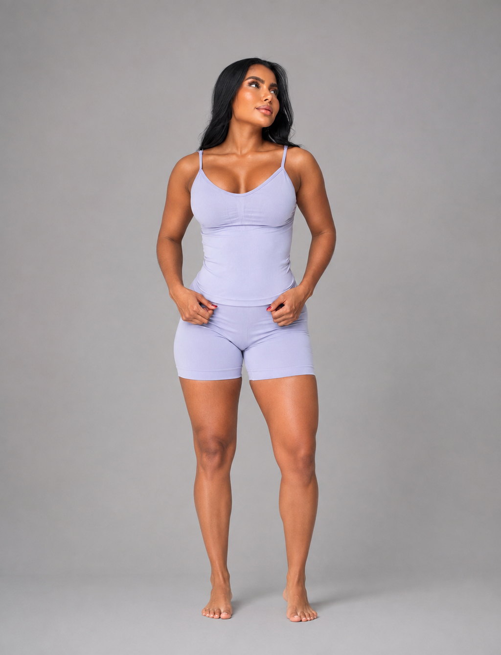 SET SHORT SIN REALCE CON SESGO Y CAMISA CON TIRAS GRADUABLES PREMIUM Ref. Camiseta 2060 - Short 3058