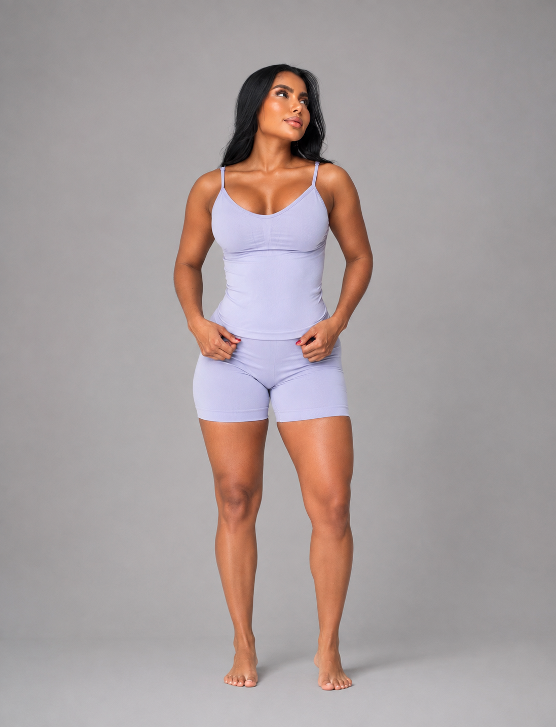 SET SHORT SIN REALCE CON SESGO Y CAMISA CON TIRAS GRADUABLES PREMIUM Ref. Camiseta 2060 - Short 3058