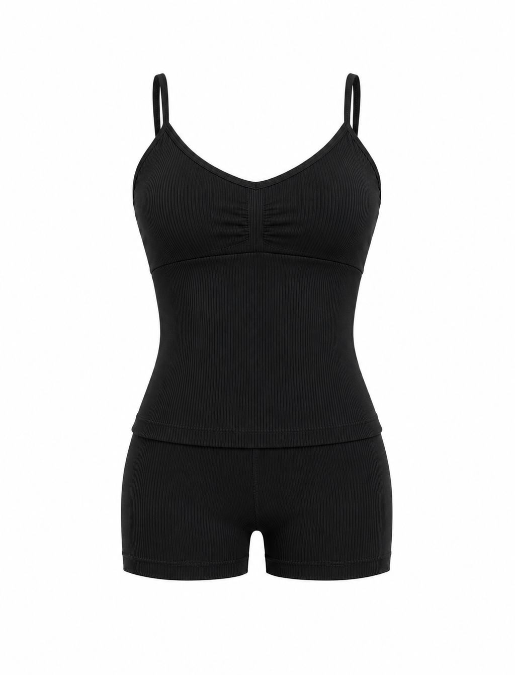 SET SHORT SIN REALCE CON SESGO Y CAMISA CON TIRAS GRADUABLES PREMIUM Ref. Camiseta 2060 - Short 3058