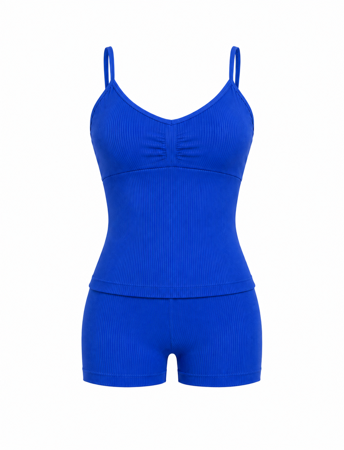 SET SHORT SIN REALCE CON SESGO Y CAMISA CON TIRAS GRADUABLES PREMIUM Ref. Camiseta 2060 - Short 3058