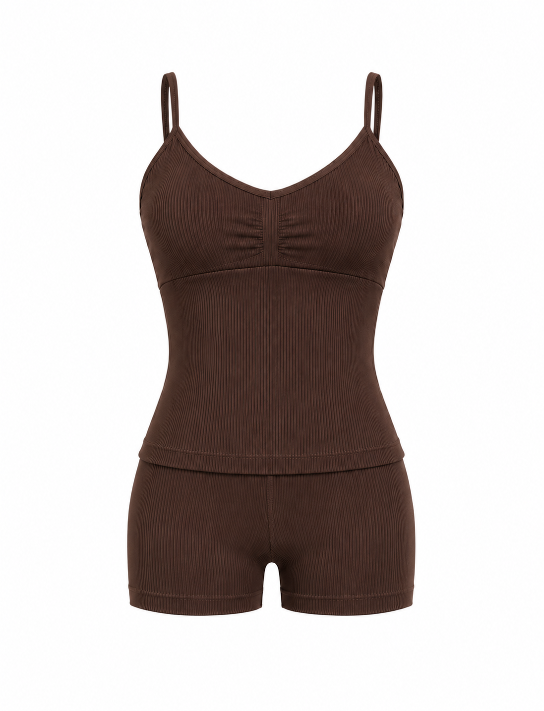 SET SHORT SIN REALCE CON SESGO Y CAMISA CON TIRAS GRADUABLES PREMIUM Ref. Camiseta 2060 - Short 3058
