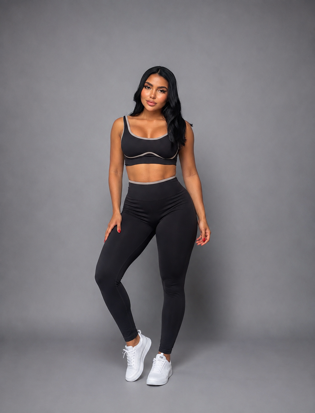 SET DE LEGGINS DOBLE PUSH Y TOP CON SESGO PREMIUM REF 2068 - 1052
