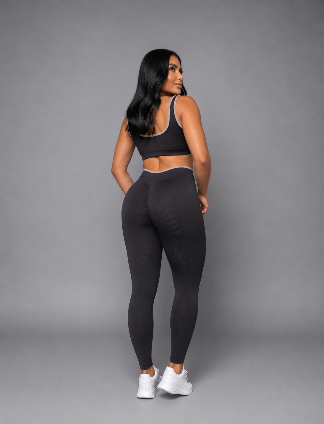 SET DE LEGGINS DOBLE PUSH Y TOP CON SESGO PREMIUM REF 2068 - 1052