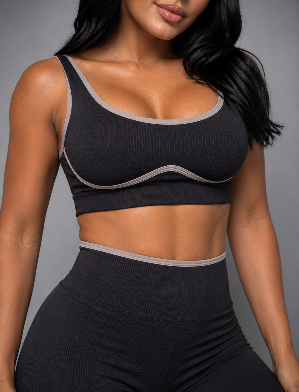 SET DE LEGGINS DOBLE PUSH Y TOP CON SESGO PREMIUM REF 2068 - 1052
