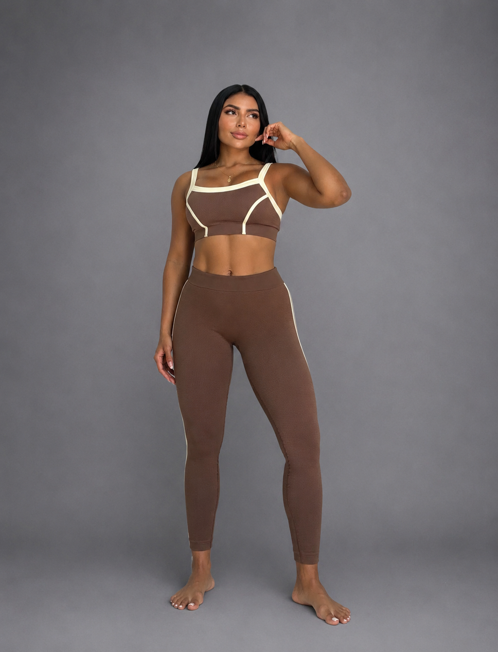 SET DE LEGGINS DOBLE REALCE Y TOP CON SESGO PREMIUM  Ref. Top 2102  Ref. Leggins 1102
